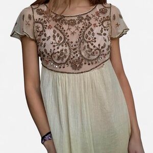 Free People Sheer Beaded Mini Dress